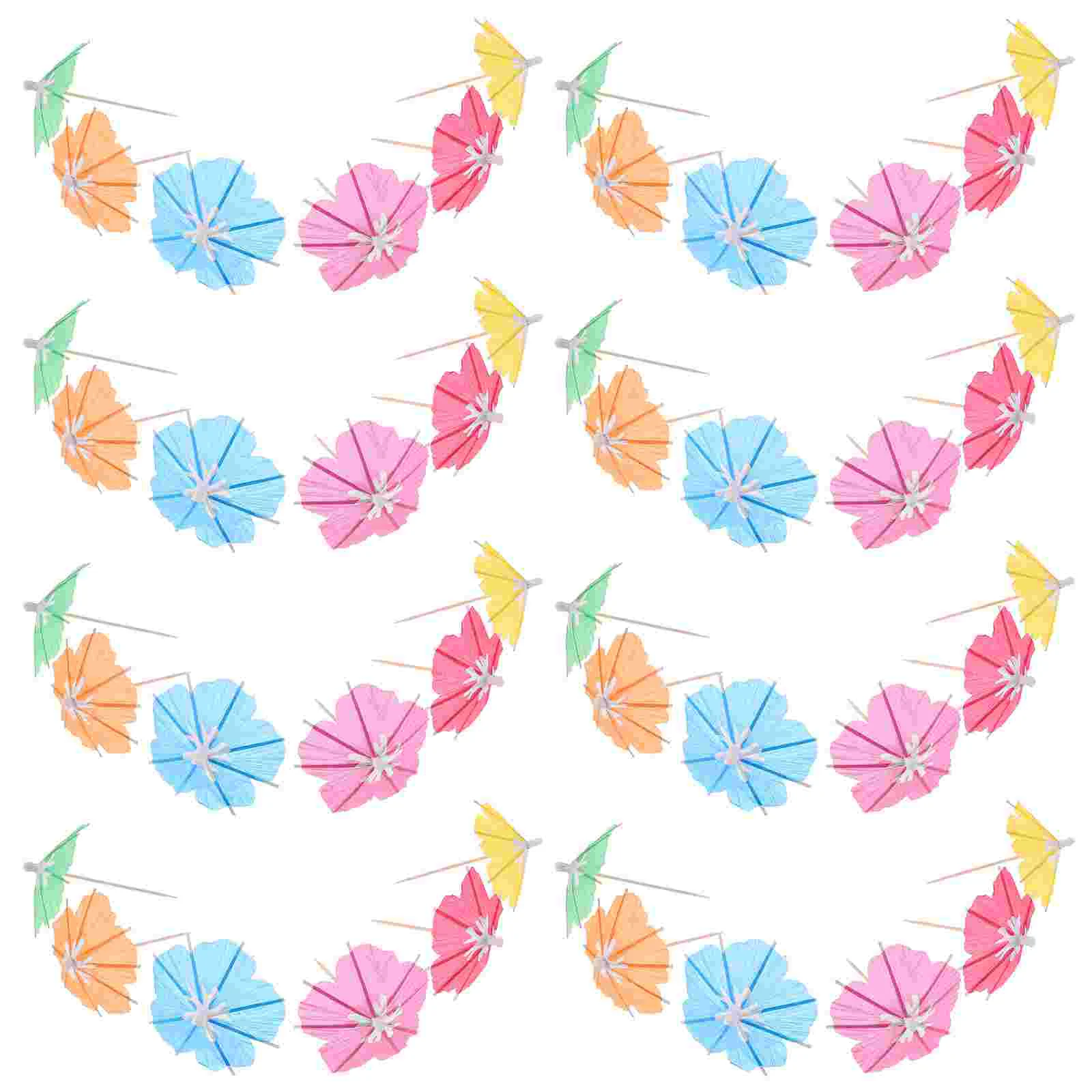 

Hawaiian Umbrellas Toothpicks Flower Petals Tag Drinks Parasol Mini for Banquet Cocktail