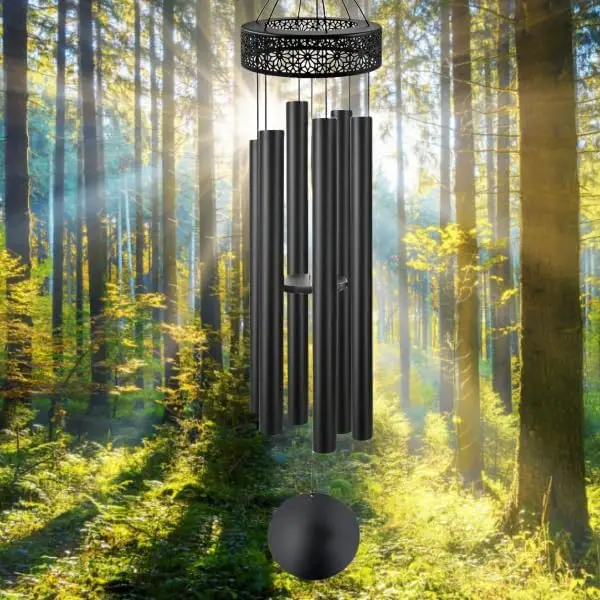 60 Inch Deep Tone Wind Chimes Extra Large 6 Heavy Tubes Memorial Outdoor Garden Hanging Decor Sympathy Gifts Black