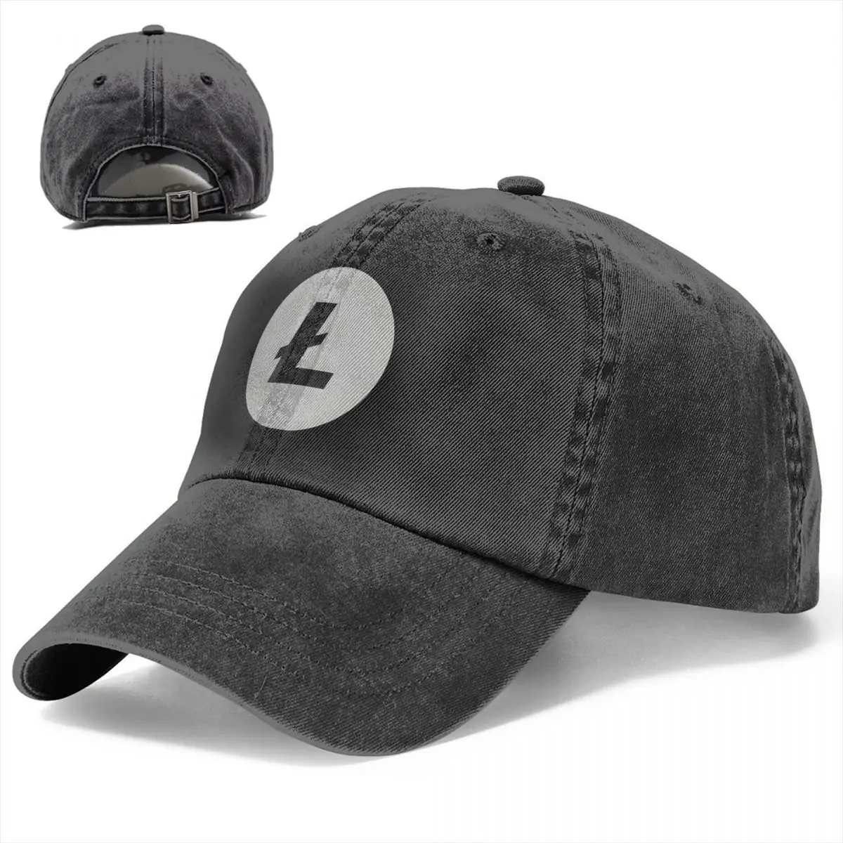 Washed Men's Baseball Cap Litecoin Crypto Trucker Snapback Caps Dad Hat LTC Golf Hats