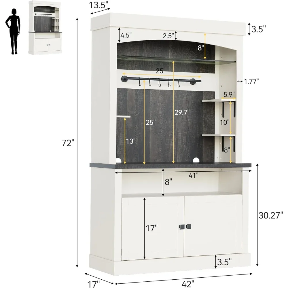 Coffee Bar Cabinet with LED, 72