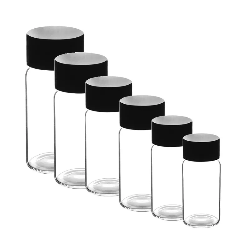 Transparent screw glass chemical reagent sample plexiglass bottle glass sample bottle sub bottling PE cover pad 3/4/5/8/10-50ml