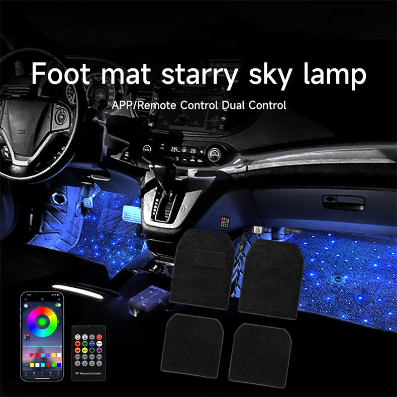 2025 latest illuminated car floor MATS, General Starry Sky car floor MATS, Fiber Starlight car carpet 4-piece set interior modif