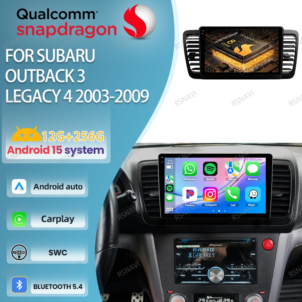 

Car Radio Android 15 For Subaru Outback 3 Legacy 4 2003-2009 Stereo 4G LTE QLED Autoradio BT Multimedia Navigation DVD Qualcomm