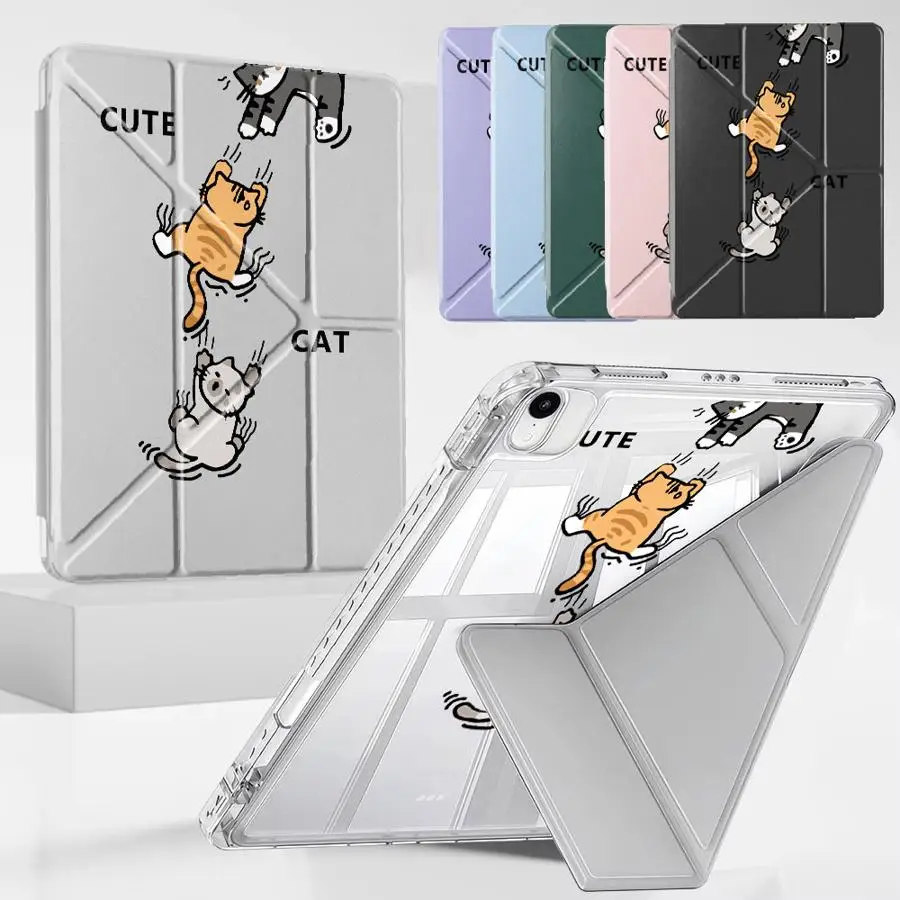 

Чехол-подставка для планшета с мультяшным котиком для iPad Air 4 5 M3 M2 M4 11 дюймов, Mini 6 7, Pro 2025, Pro 11th, 10th, 9th, 8th