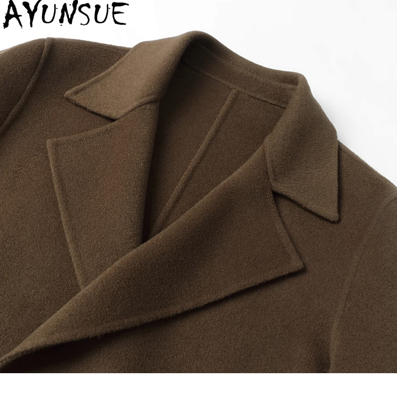 AYUNSUE Winter 100% Real Woolen Coat Refined and Gentle Mens Coat Double-sided Jacket Casual Coats for Men Casacas Para Hombre