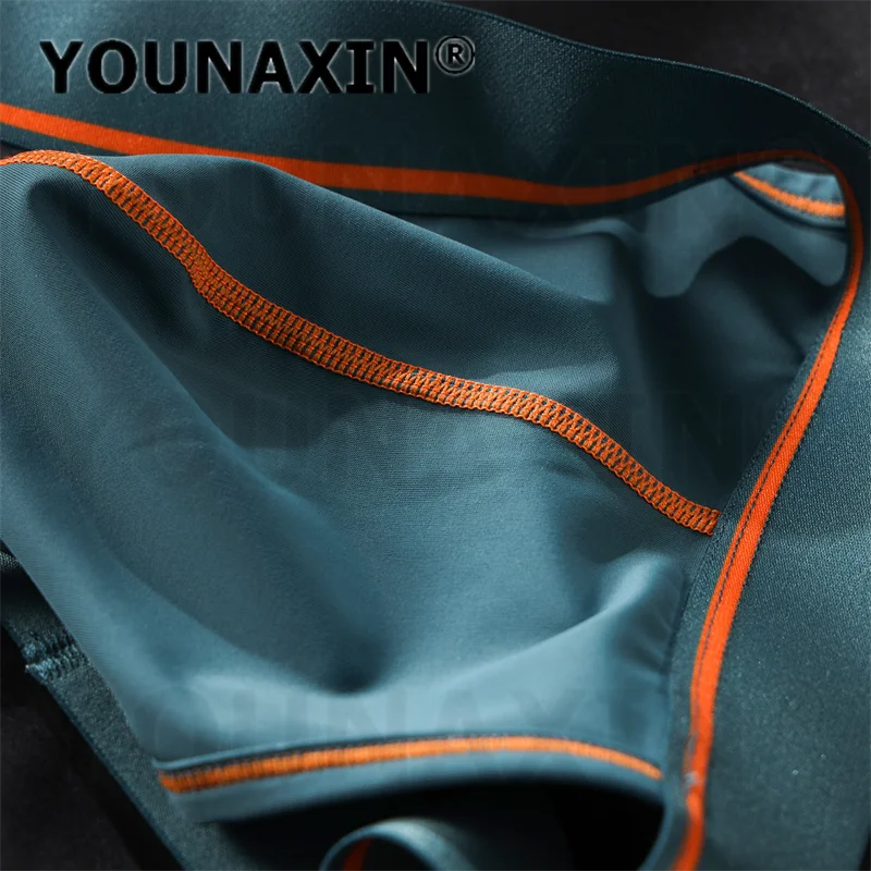 6 Pieces Men's Sexy Ice Silk Thongs Breathable Big Pouch Personality Party Bikini Briefs M L XL 2XL YOUNAXIN