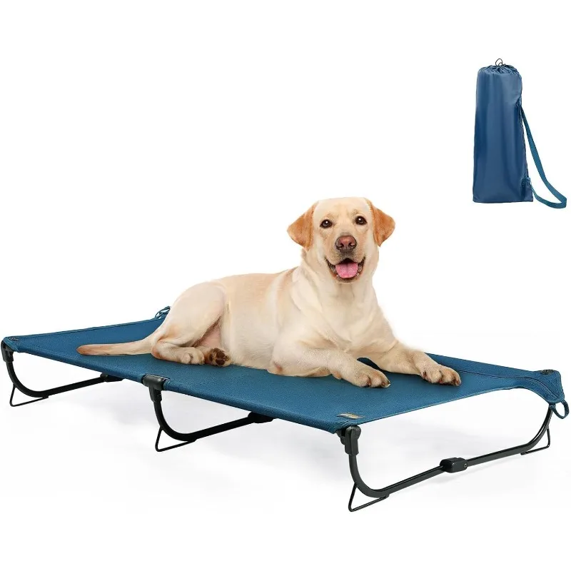 Folding Raised Dog Bed, Large Outdoor Elevated Dog Bed, Cooling Beds, Chew Proof   Bed, Portable, Heavy Duty Up