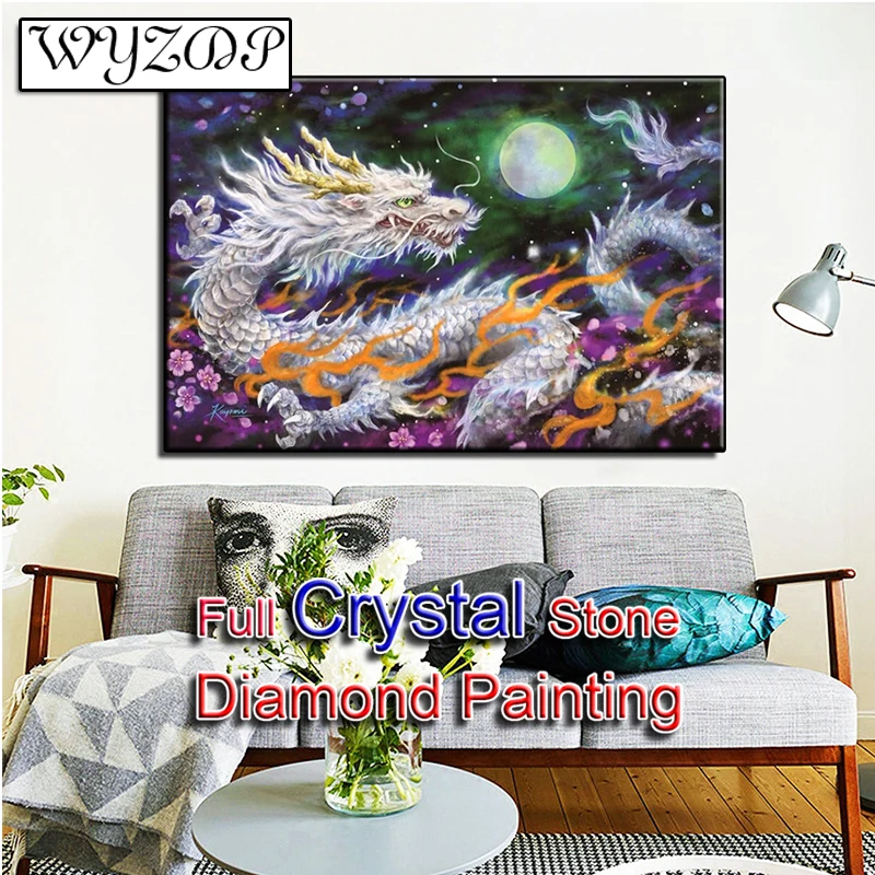 100% Crystal Diamond Painting Oriental Dragon Picture Full Square Mosaic Embroidery Diamond Art Cross Stitch Manual Home Docer