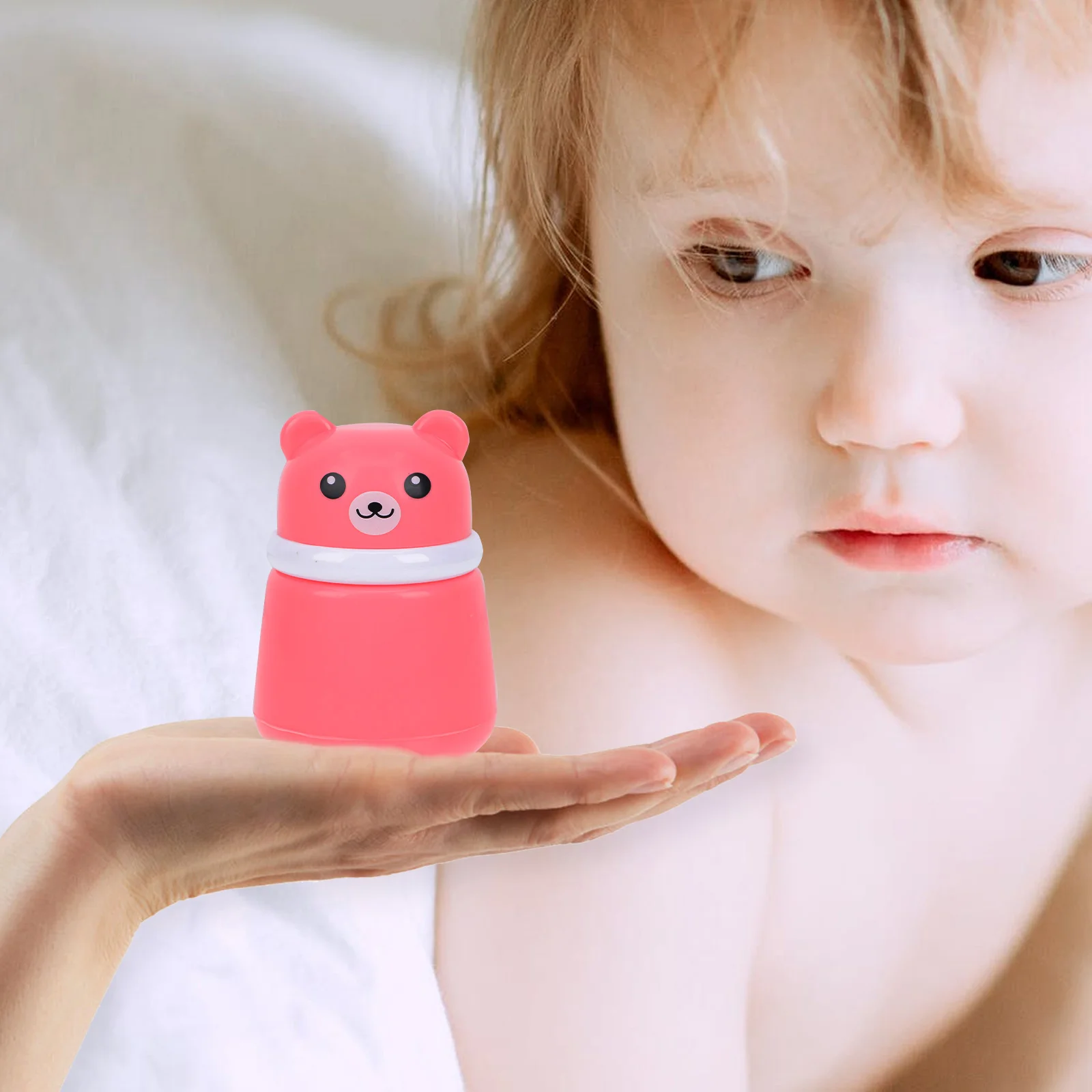 

2 Pcs Powder Puff Box Case Baby and Container Bear Synthetic Sponge Body Travel