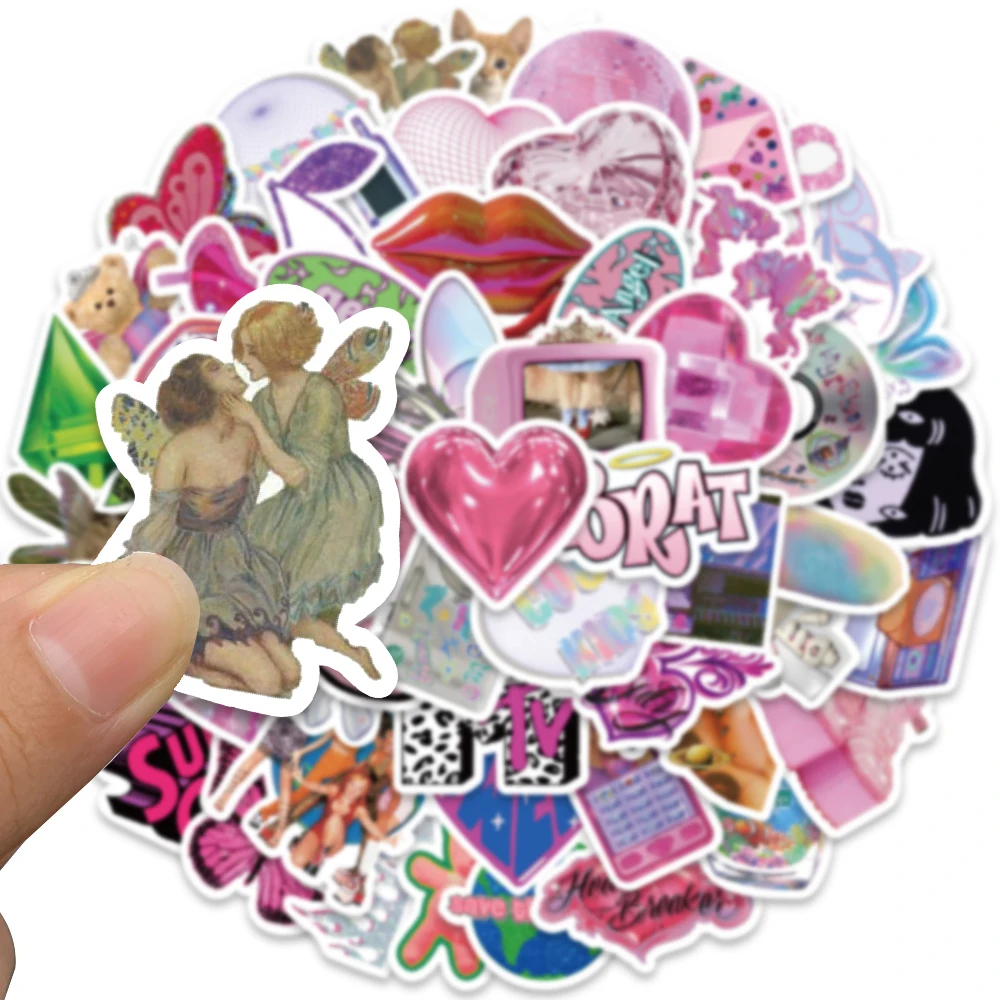 58pcs Vintage Laser Leopard Love Y2K Girl Stickers Aesthetic Motorcycle Travel Luggage Guitar Skateboard 2000s Sticker Decal