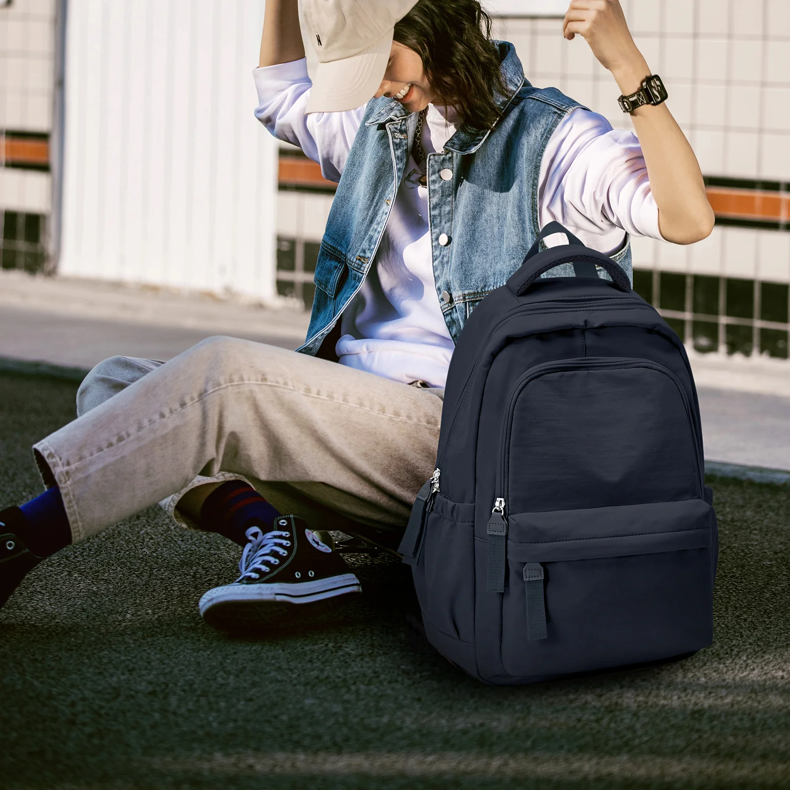 

Fashion School Backpack Teenager Black College Korean Bags Ins Daypack Leisure Casual Laptop Bags Boys Girls Travel Backpack New