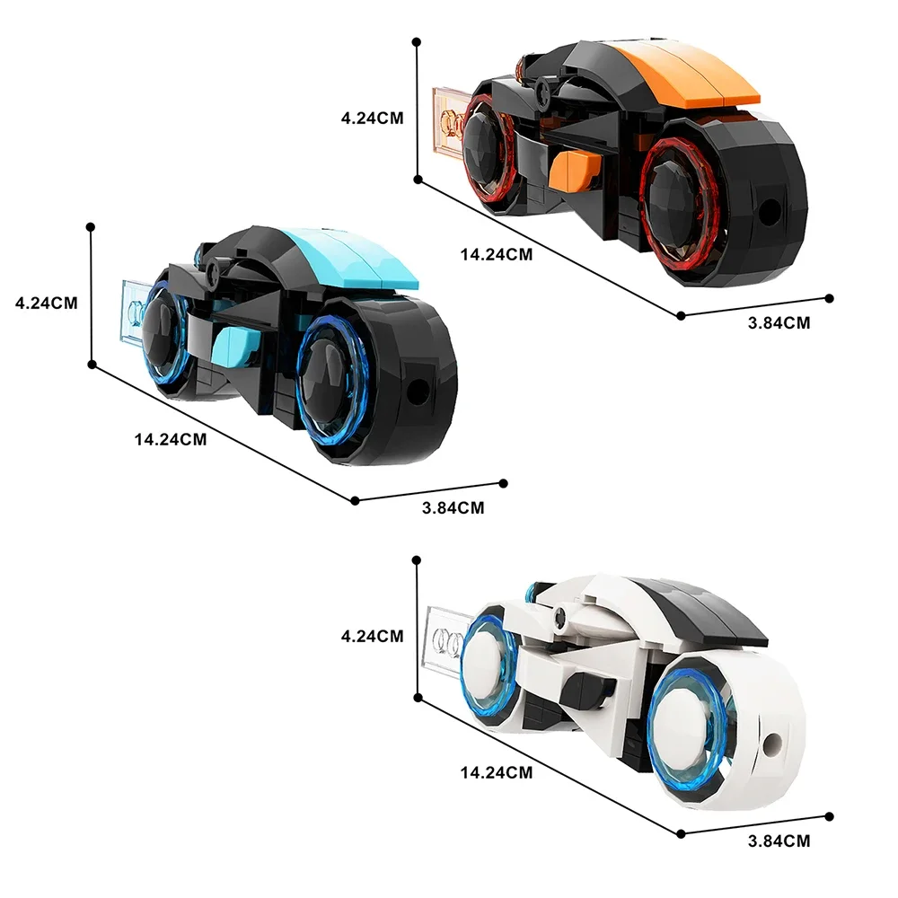 MOC-bloques de construcción de motocicleta para niños, accesorios de películas de ciencia ficción, Tron Moto, modelo de ensamblaje de partículas pequeñas, juguete para niños (201 piezas)