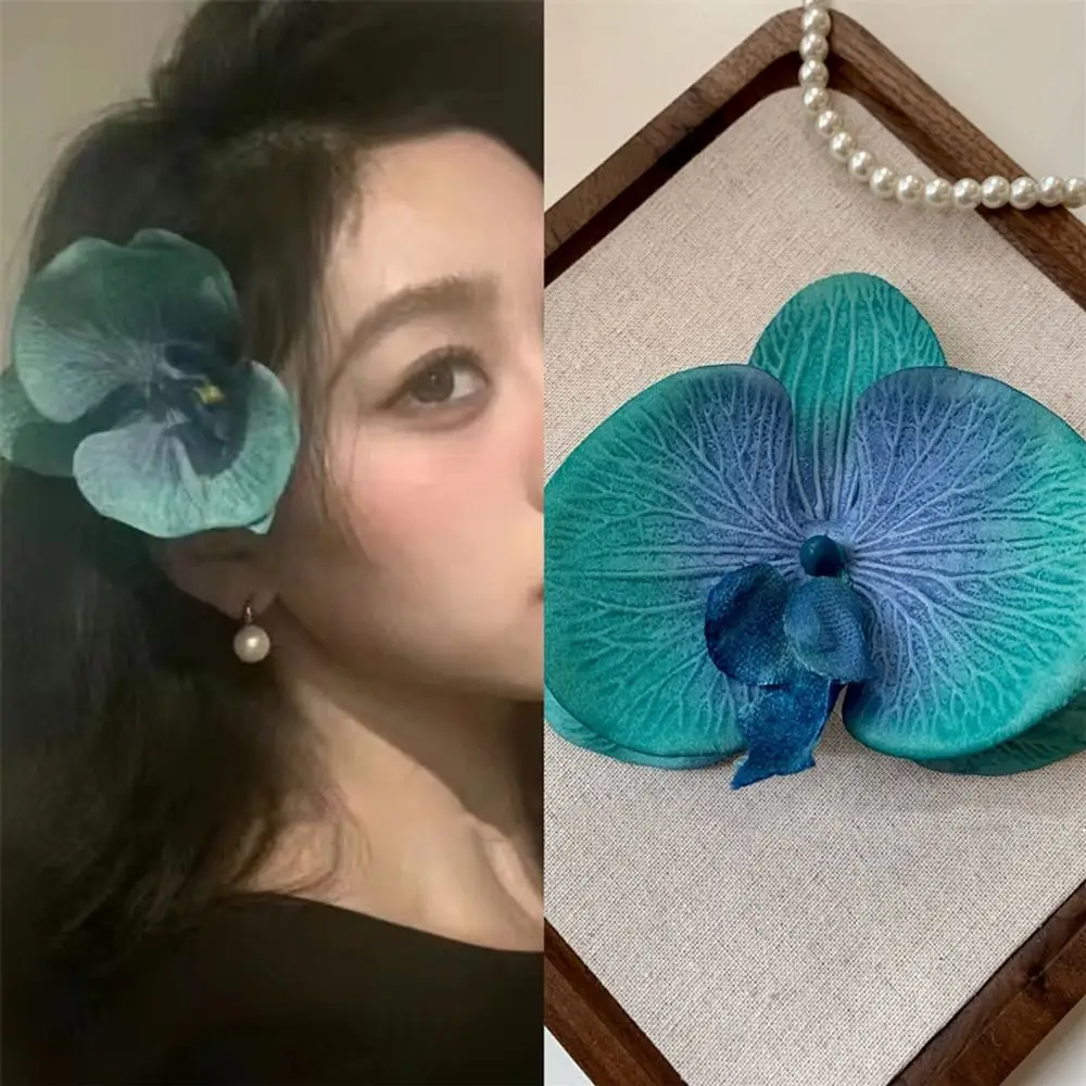 Colorful Chic Hair Grip Handmade Orchid Flowers Hair Clips Hair Accessories Sand Beach Butterfly Hairpin Women