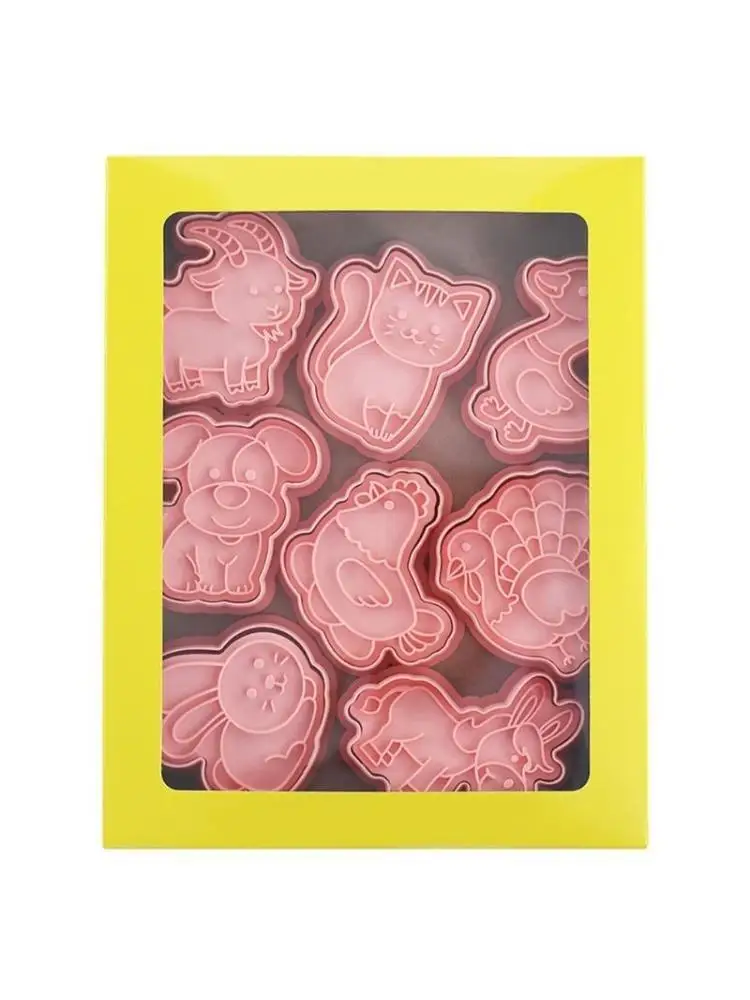 

G6KF 8Pcs Cartoon Farm Animals Plastic Molds Sugars Cookie Kitchen Chocolate Tool