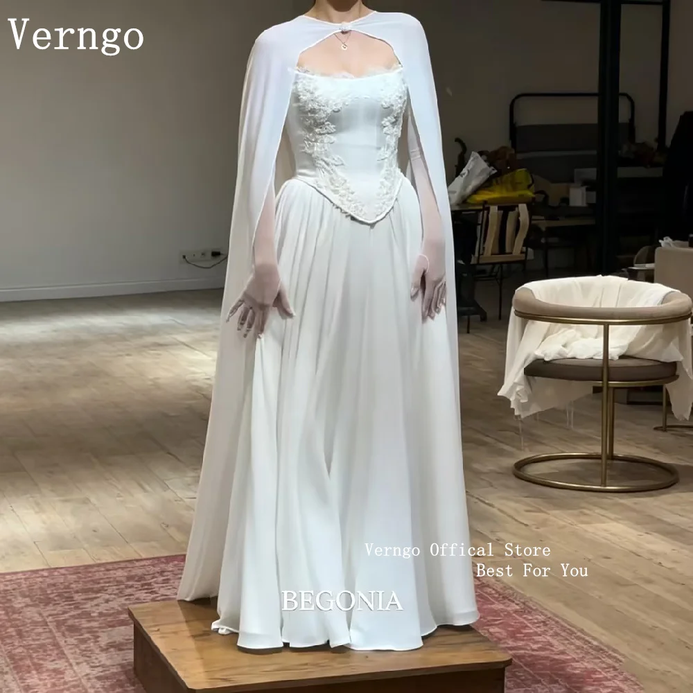 Verngo New Arrival Sweetheart Corset Wedding Gown Cape Lace Bride Dress Floral Appliques A Line Bridal Dress Customized