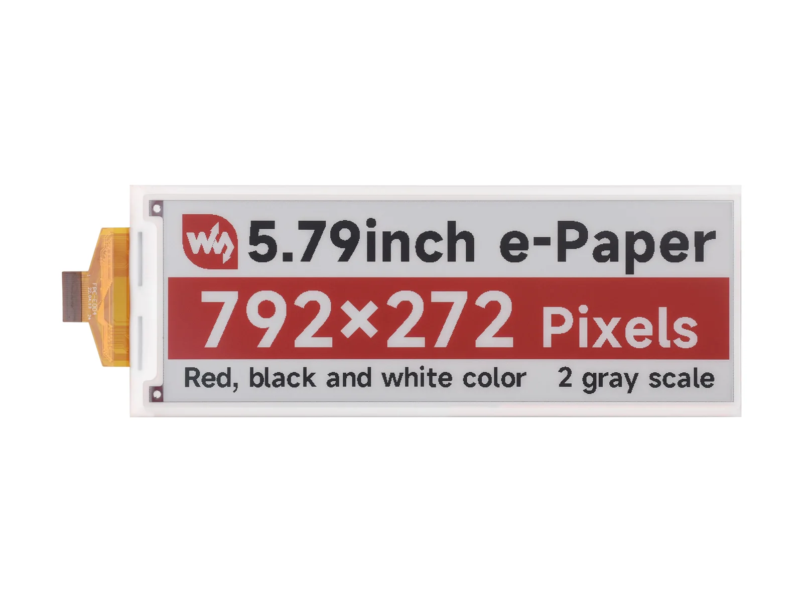 

5.79inch E-Paper (B) raw display, e-ink display, 792x272,Red/Black/White,SPI Communication,Paper-Like Effect Without Electricity
