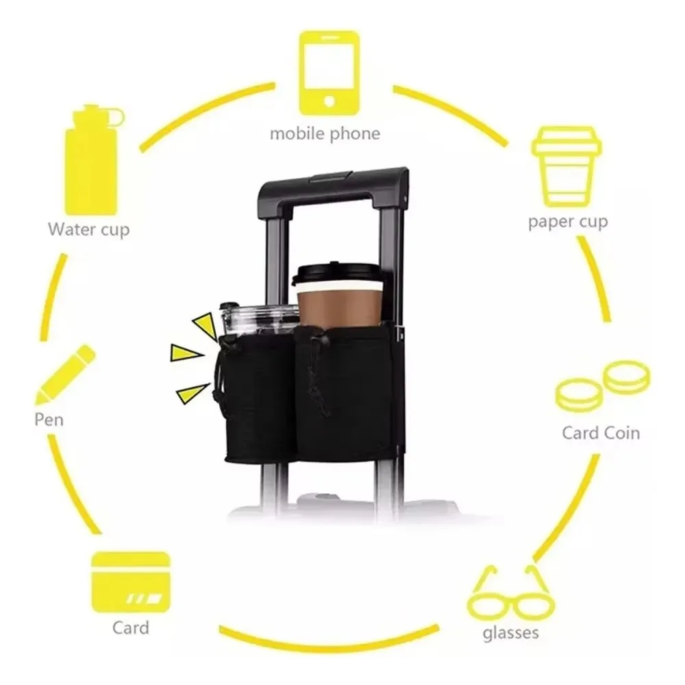 1pc Luggage Cup Holder Durable Construction Free Hand Design Travel Mug Holder Universal Fit Stretchable Strap Bag Drink Holder