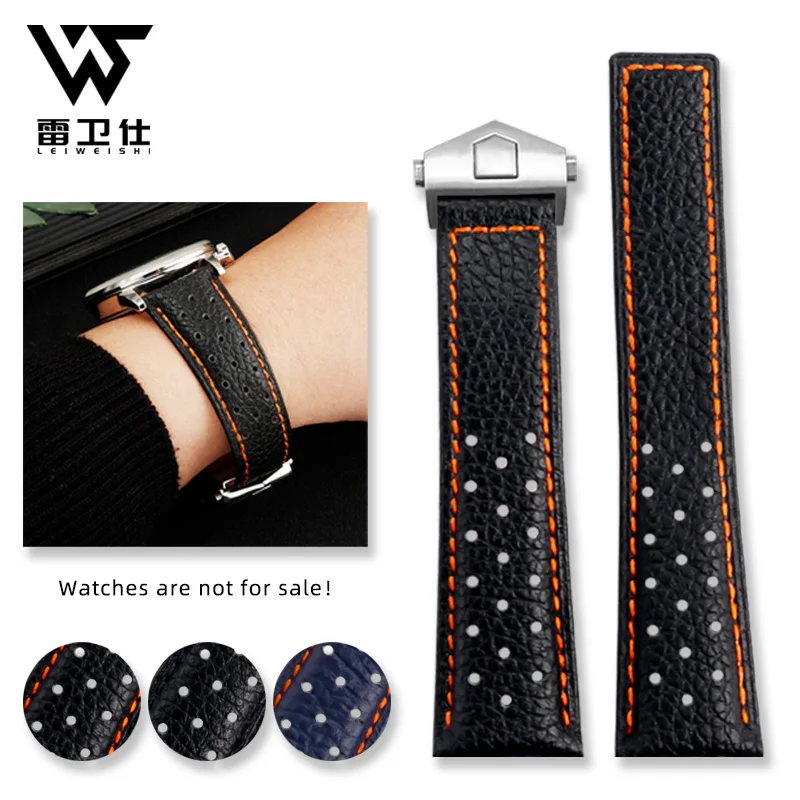 

Перфорированный ремешок из воловьей кожи For Heuer для часов TAG Heuer Monaco CAW2211P CBL2115, сменный браслет с раскладывающейся застежкой, 22 мм.