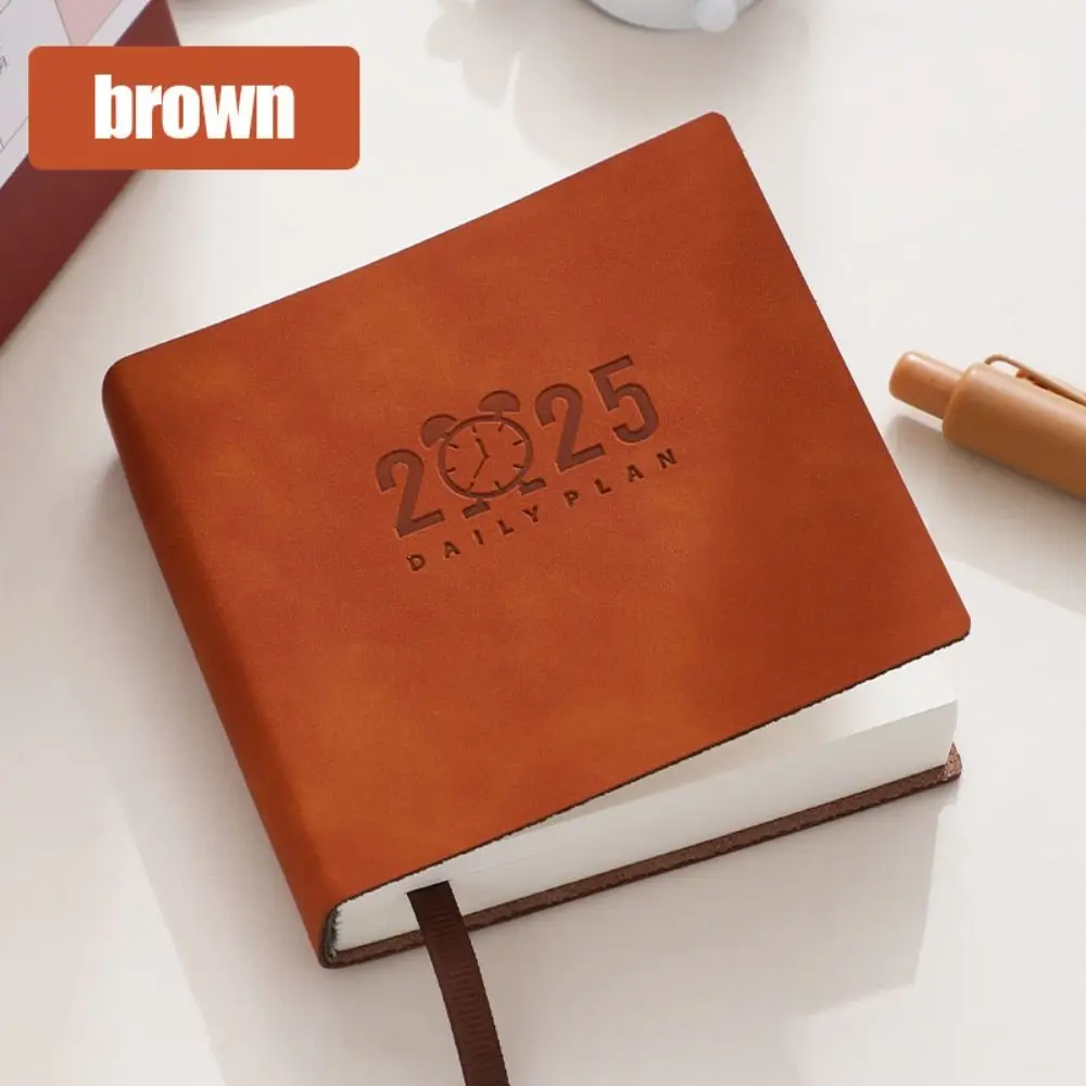 Stationery Mini 2025 Notebook Square Efficiency Pocket Schedule Book PU Leather Time Management Daily Planner School