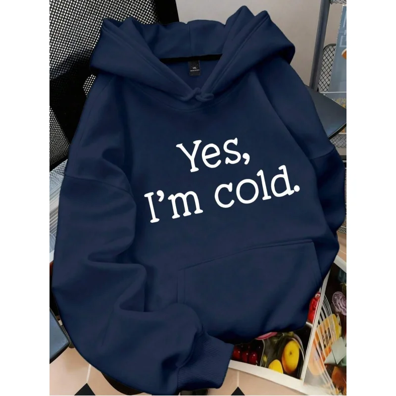 

Забавная толстовка с графическим принтом «Я замерз», осенне-зимний уютный свитер с длинными рукавами, модная повседневная толстовка с капюшоном, женская и мужская одежда