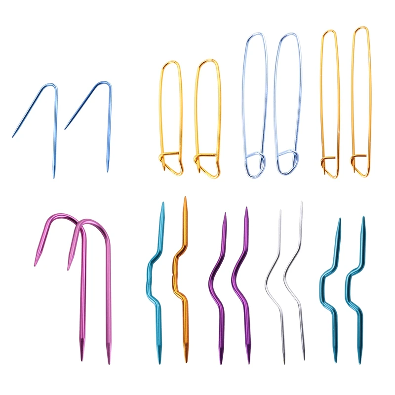 18 Pieces Cable Stitch Holders Aluminum Cable Needles Bent Tapestry Yarn Needles Cable Stitch Knitting Needles