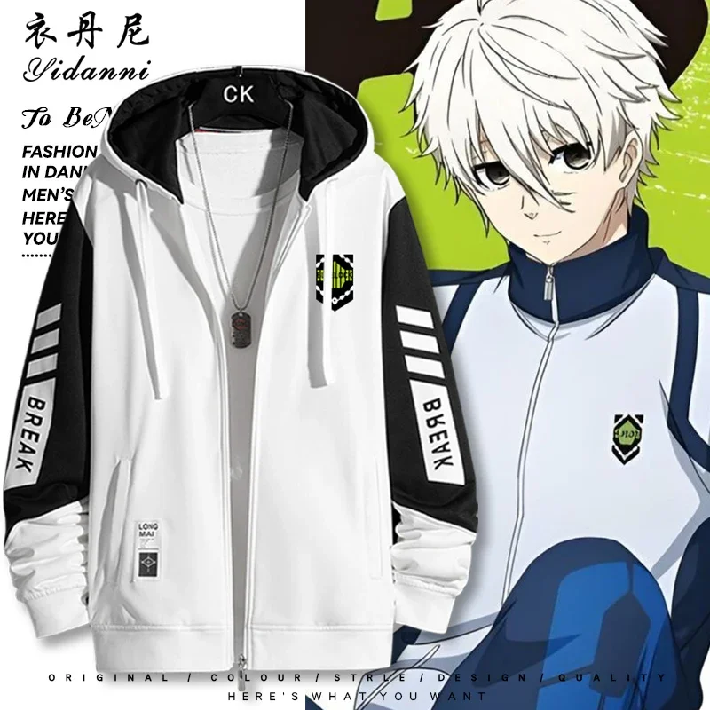 2025 Anime bleu serrure Mikage Reo Isagi Yoichi Nagi Seishiro à manches longues impression veste sweat à capuche avec fermeture éclair femmes hommes mode manteau à capuche