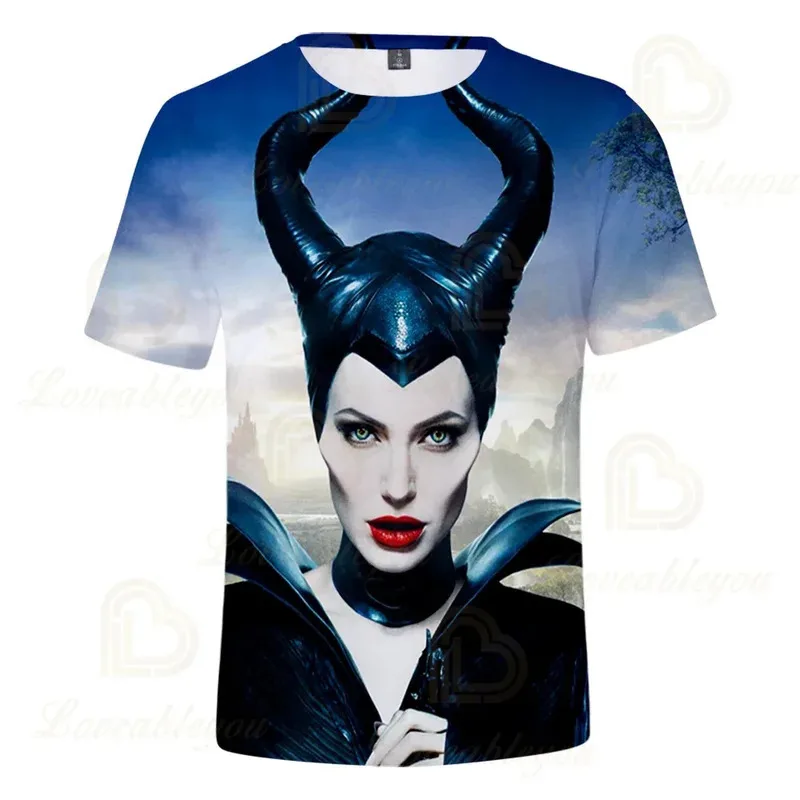 111 www Dis Movie Maleficent عشيقة الشر المطبوعة الأطفال تي شيرت الاطفال الصيف س الرقبة تيز الفتيان/الفتيات لينة القمم ملابس الطفل #3