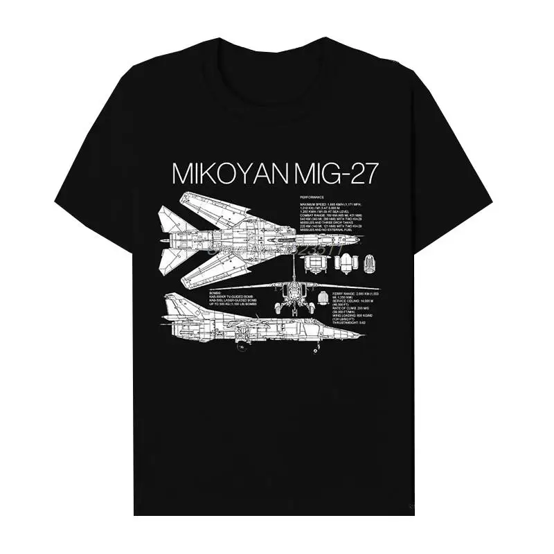 Russian Mikoyan MIG-27 Fighter T-Shirt Men's T Shirt New Men Cotton Tees Streetwear Harajuku