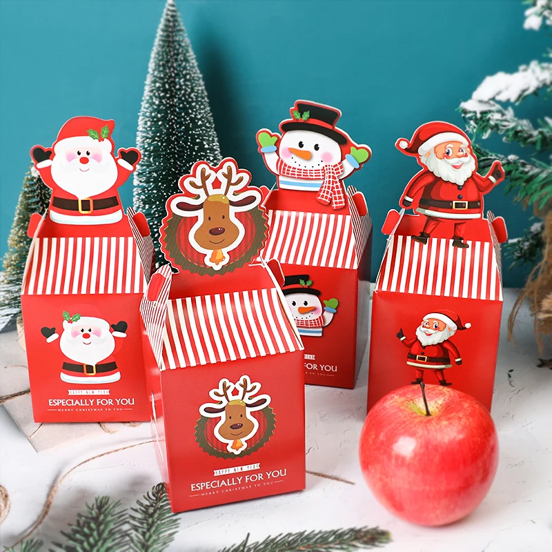 4pcs Christmas Candy Gift Boxes Santa Claus Snowman Cookie Packaging Bags Merry Xmas Decorations For Home Navidad New Year 2025