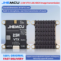 JHEMCU 2.5W VTX 5.8G 40CH Adjustable FPV Transmitter Built-in Microphone Heat Sink 2-6S 30X30mm for RC Airplane FPV Long Range