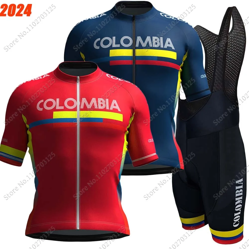 Colombia National 2024 Cycling Jersey Set Summer Bicycle Clothing Road Bike Shirts Suit Bicycle Bib Shorts MTB Ropa Maillot