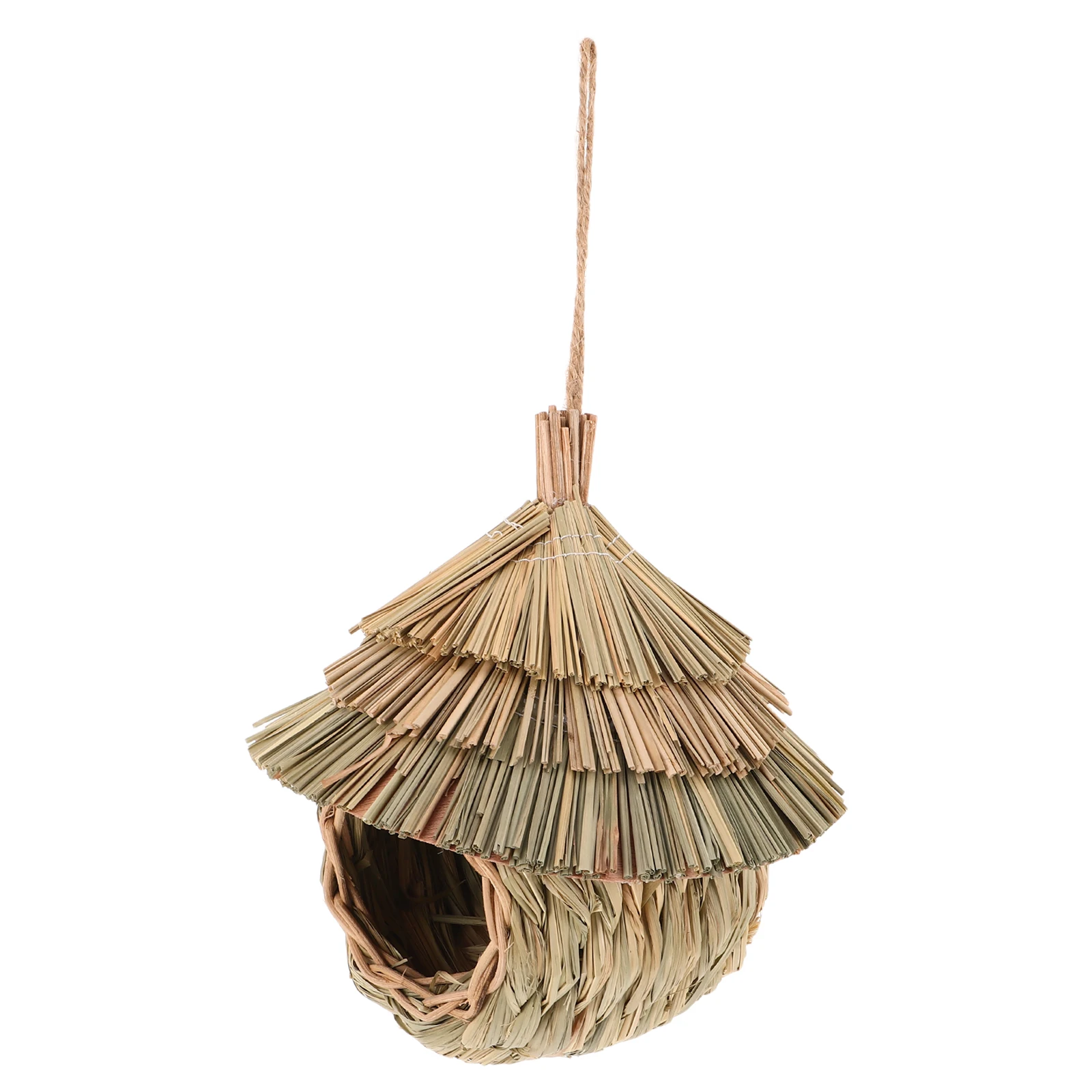 

Handmade Woven Bird House Straw Construction Hummingbird Nest Outdoor Hanging Haven Rustic Charm Weather Resistant