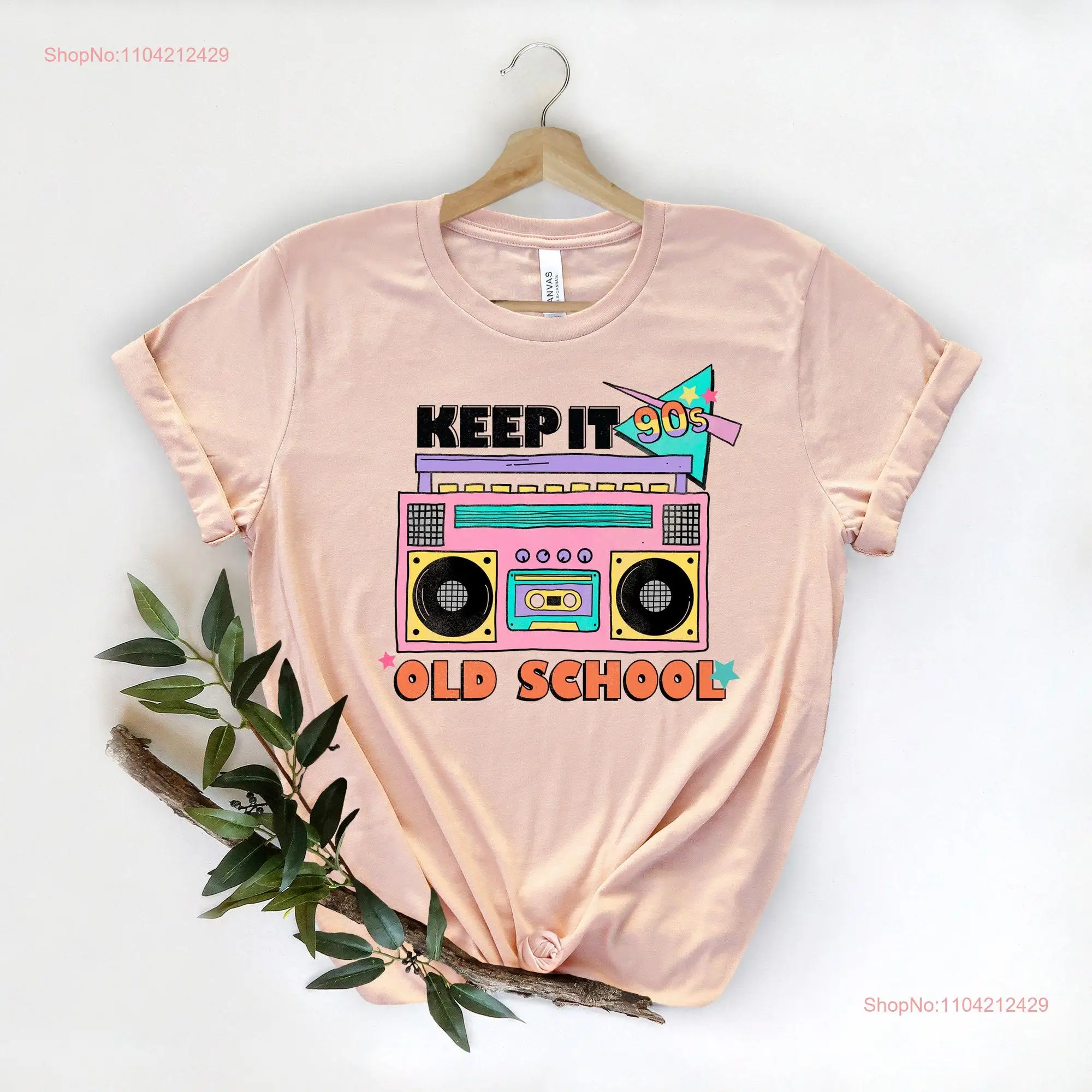 Retro Keep It Old School T shirt Womens Vintage 90 s Birthday Type recorder for Her 1990 Party long or short sleeves