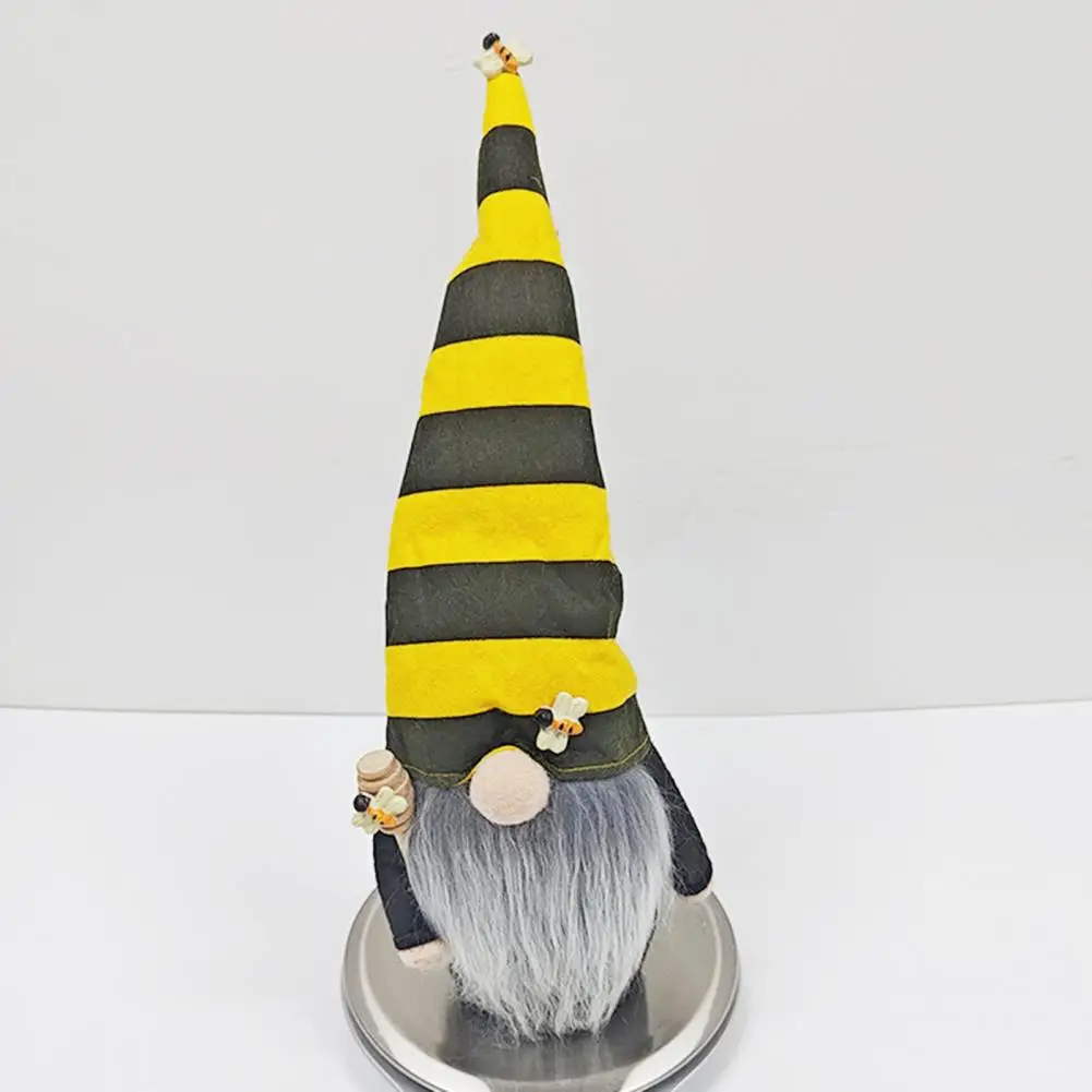 Gnome Doll Home Decoration Handmade Sunflower Gnome Doll with Long Hat Faceless Elf Ornament Bee Day Element Fabric Home Decor