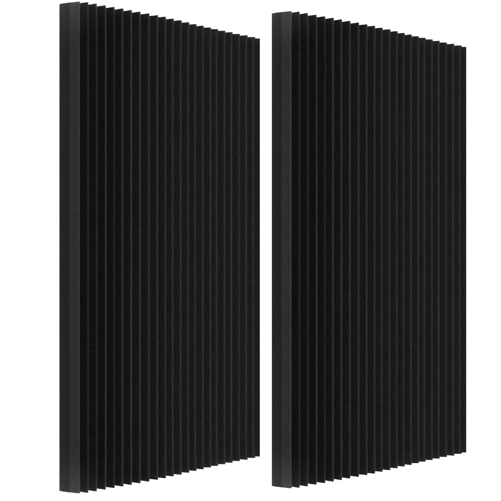 Hertber Paquete de 1/2 Panel Acústico Grande de Espuma Insonorizante con Puntos Adhesivos de Doble Cara, 47.24' X 23.62' X 2' Pulgadas, Negro