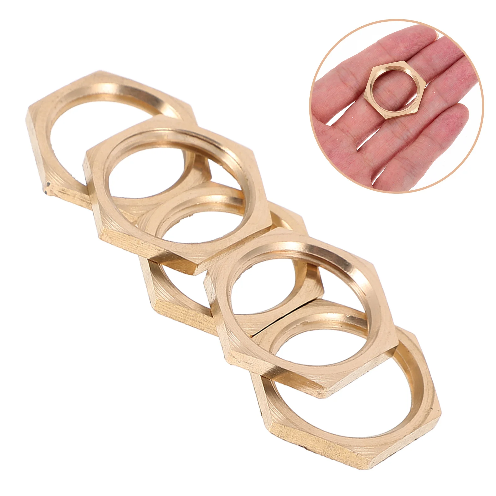 

6Pcs Hex Lock Nuts Brass Flanged Lock Nut Set Internal Thread Pipe Fitting Locking Nuts for Water Heaters Air Conditioners