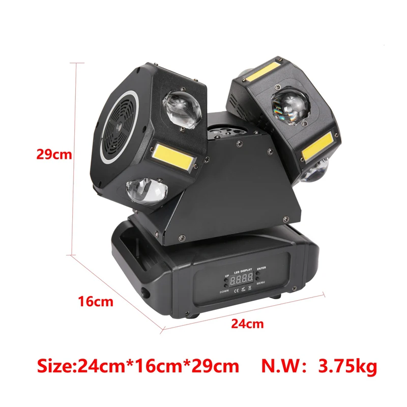 4-in-1 Moving Head Light – Dual Tiger Gobo, Strobe & Aux LED for Stage