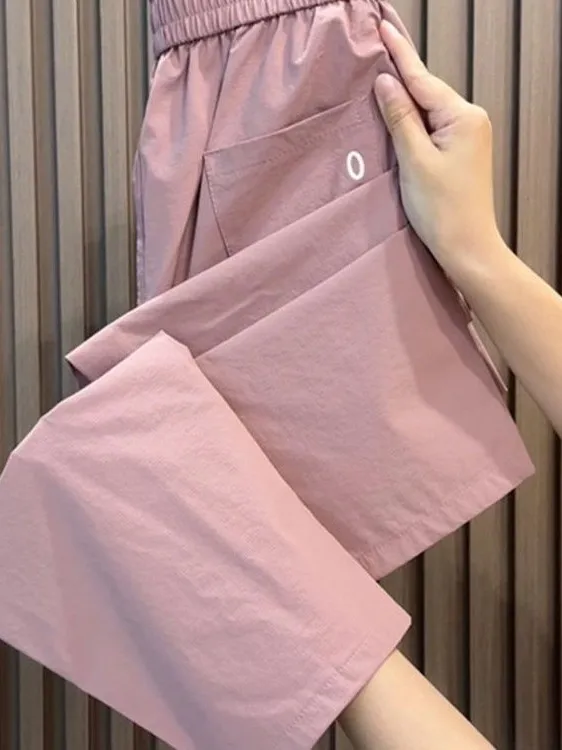 Women's Slimming High-Waist Nine-Piece Pants Breathable Quick-Drying Harlan Dad Casual Pants Korean Style Commute Wind