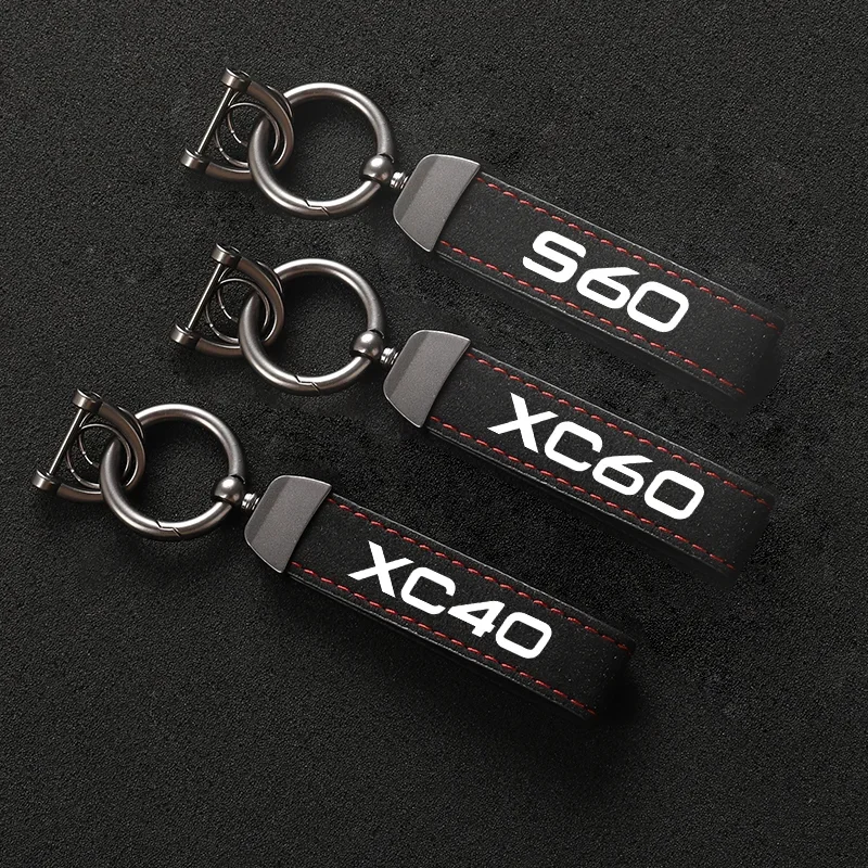 Suede Keychain Sport Car Key Ring Custom Gift With Logo For Volvo Xc40 Xc60 Xc90 S40 S60 S90 V40 V50 V60 V90 T6 Car Accessorie