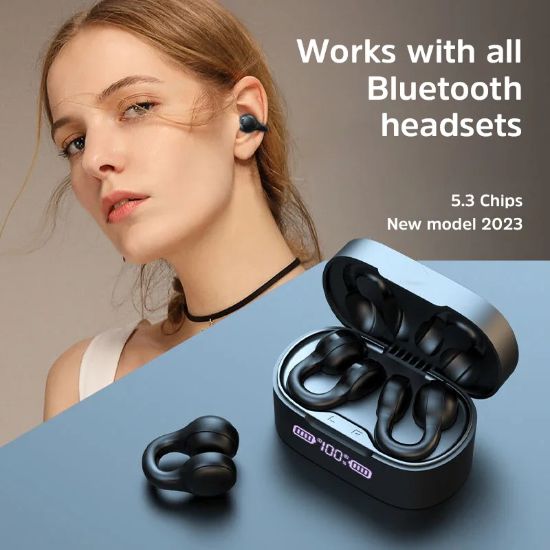 

TWS X56 Earclip Bluetooth Earphones Wireless Headphones HIFI Stereo Ring Type Clip Ear Game Sports Headset Hot Sale 2025 Gift