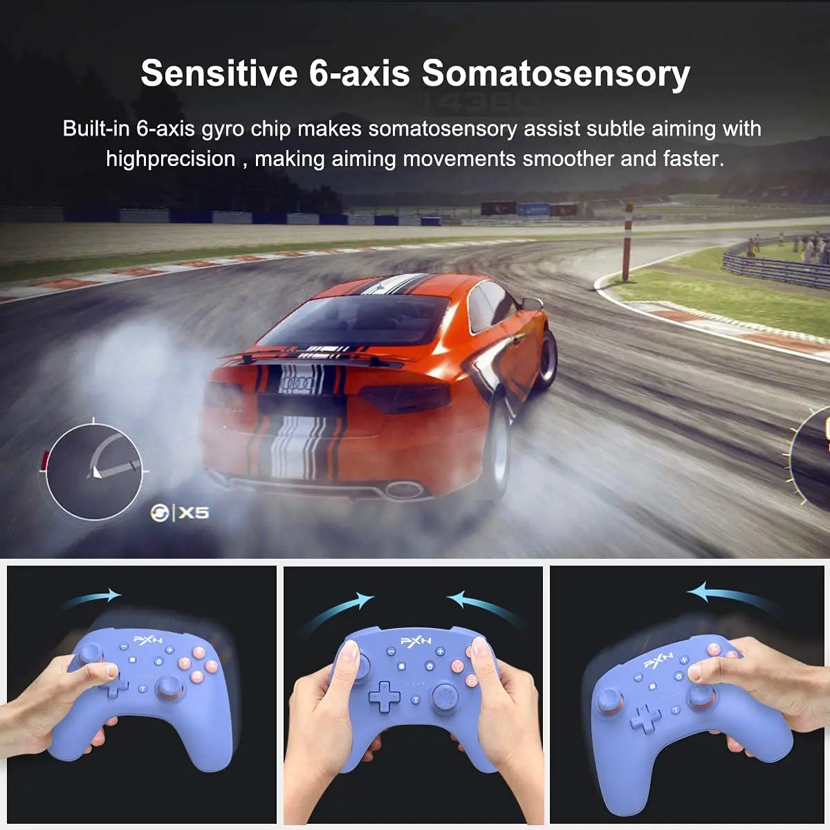 PXN 9607X سماعة لاسلكية تعمل بالبلوتوث أذرع التحكم في ألعاب الفيديو ل نينتندو سويتش وحدة التحكم غمبد المقود ل جهاز كمبيوتر شخصي ويندوز XP/7/8/10/11