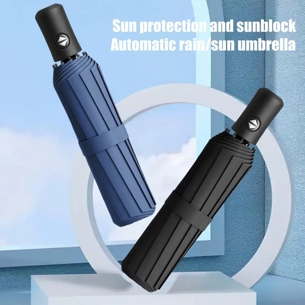 Auto Folding Umbrella With Carabiner, UV Protection Windproof Rainproof Travel Umbrella For Women Men