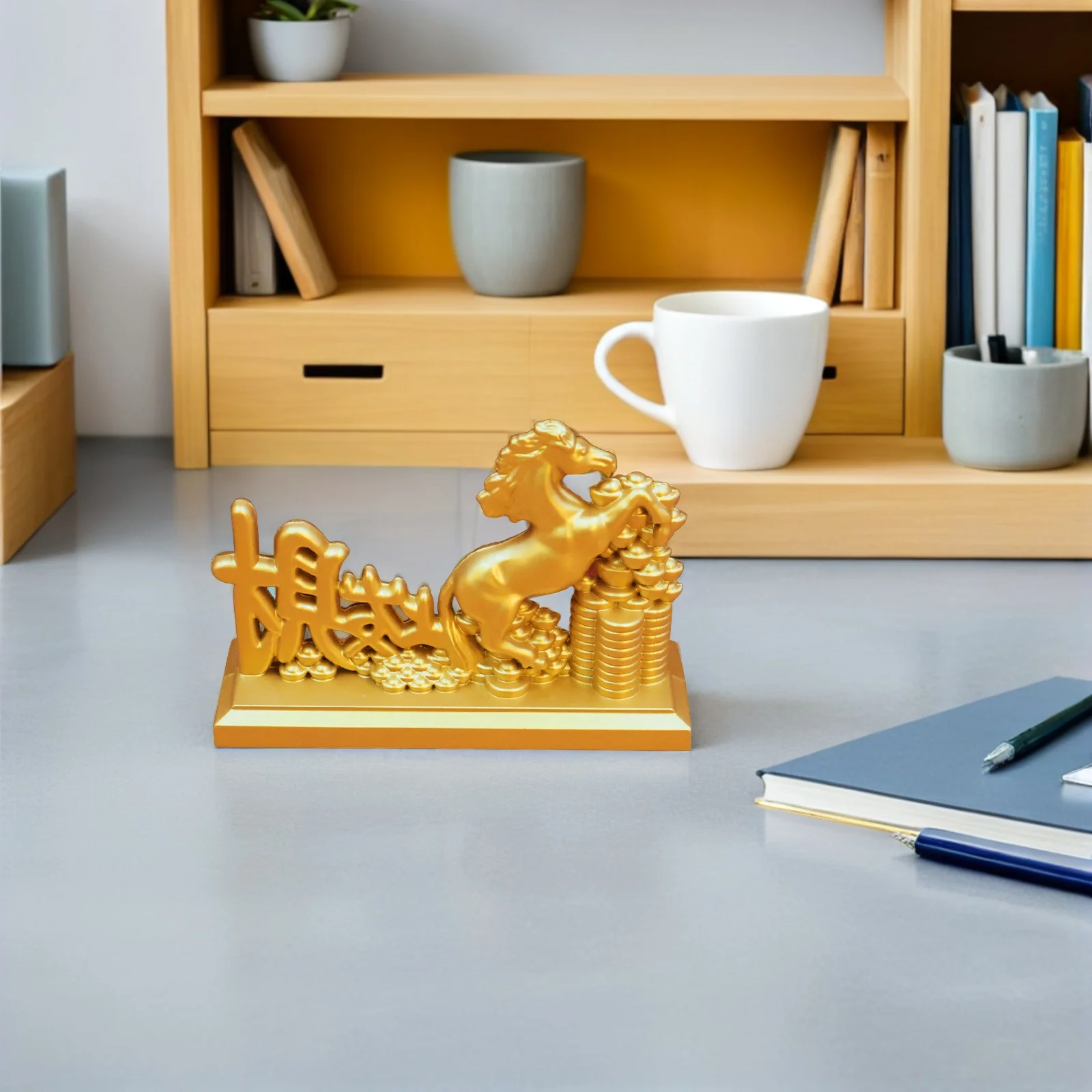 

Metal Chinese Horse Sculpture 2026 Zodiac Symbol of Luck and Wealth Perfect Desktop Ornament for Office Home Golden Horse Statue