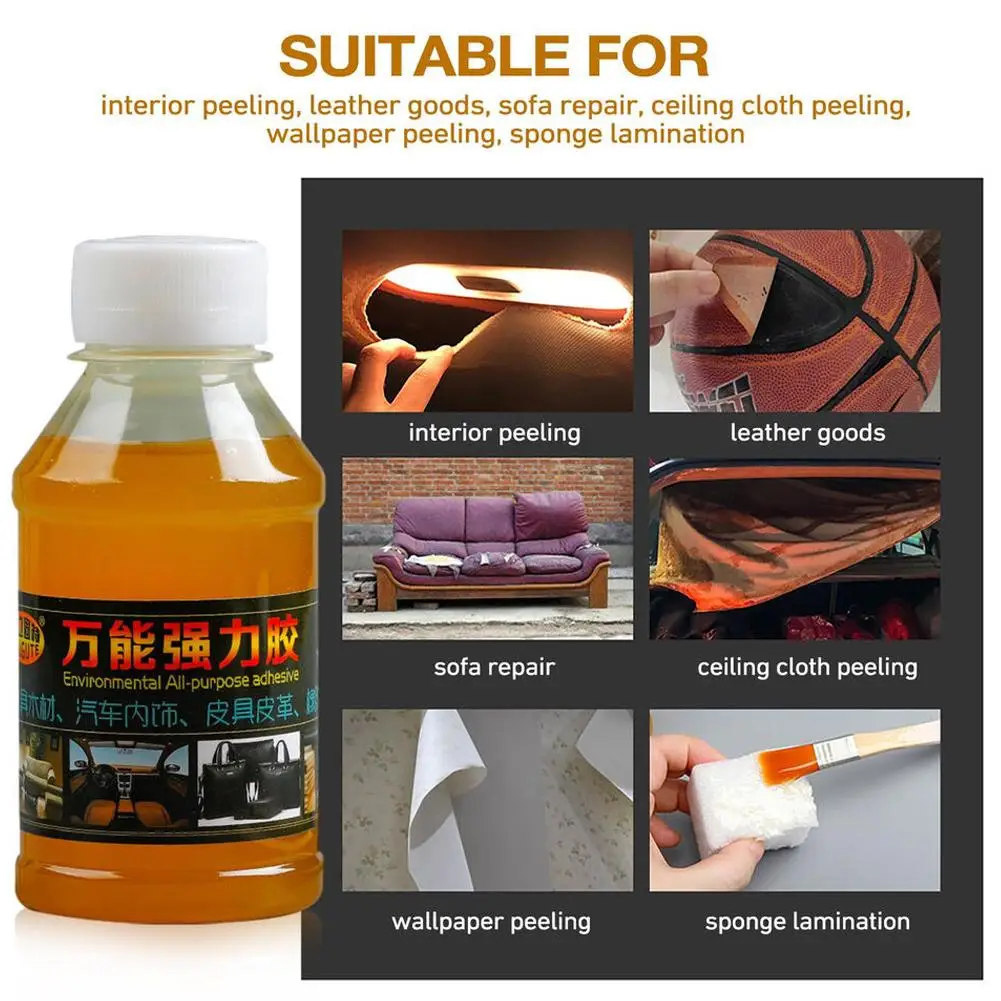 Universal Car Interior Roof Liner Repair Glue Instant Adhesive Bonding Glue 100ml Car Inside Roof Cloth Repair Leather Foot Pads