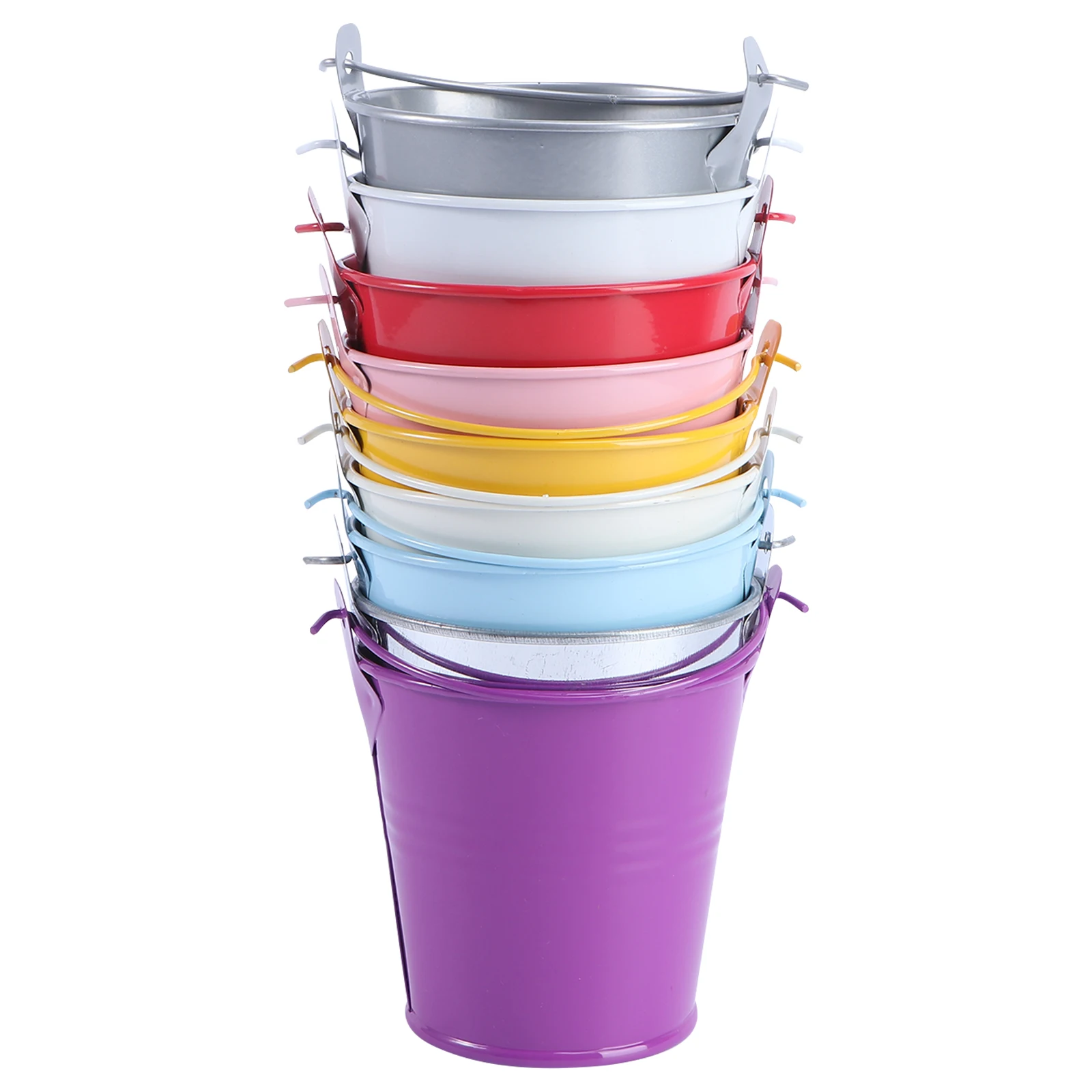 

9PCS Iron Flower Pots Mini Tin Bucket for Home Decor Planters R om Color Succulents Gardening Metal Flower Pot Storage Box