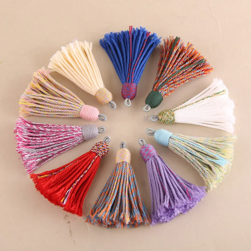 

6 см разноцветная хлопковая нить ручной работы с кисточкой для DIY брелок для сумки, очаровательная плетеная пряжа, бахрома, крючок, декор, аксессуар для рукоделия для женщин