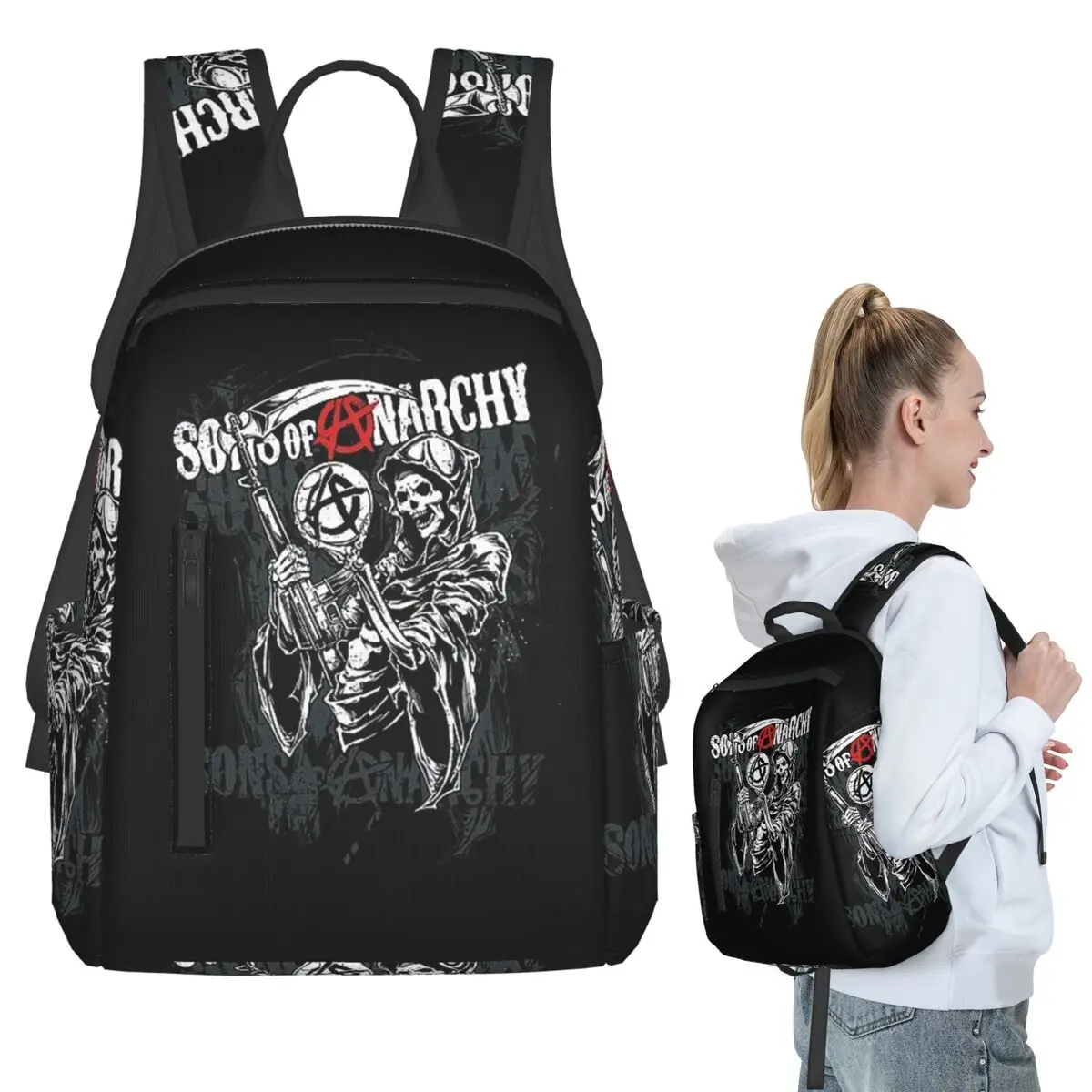 The Death Reaper Sons Of Anarchy Backpack Student Boys Girls BookBag Children School Bag Computer Shoulder Bags for Men Women