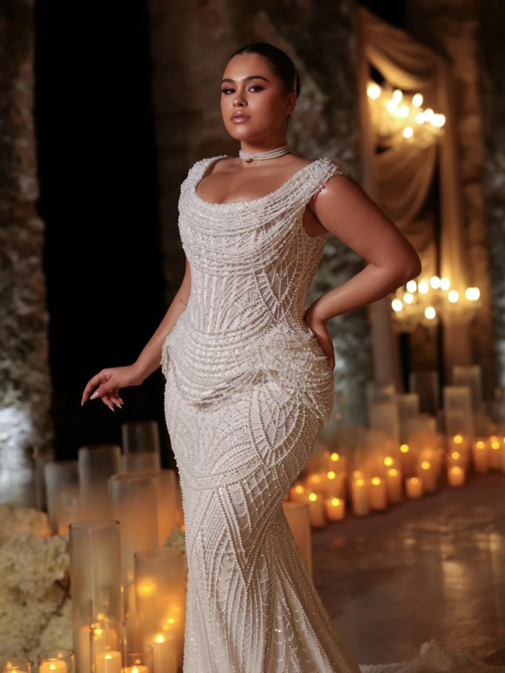 Dreamy Gorgeous Pearls Corset Wedding Dress Plus Size Elegant Mermaid Bridal Gown New Customized Floor-length Dresses For Bride