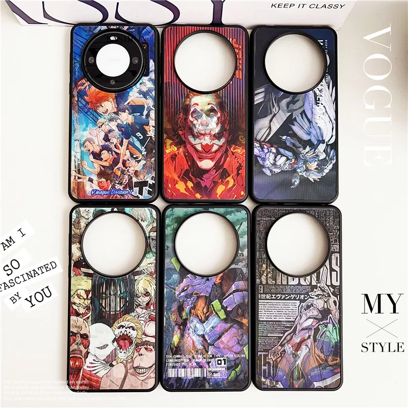 3D Transformation Anime Cartoon Phone Case For Huawei Mate 60 Pro Plus Mate60 Mate60pro Haikyuu Shingeki Angel robot Cover