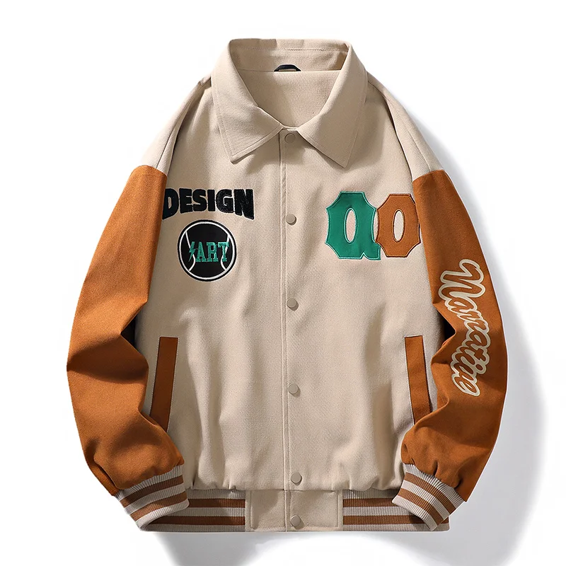 

New Men's Casual Jaet with Cuffed Sves Trendy Youth Spring Autumn Jaet Loose Fit Polyester Fiber Regular Length